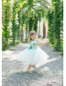 Sequin Tulle Feather Keyhole Back Flower Girl Dress